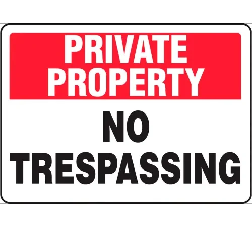 Zing Eco Security Sign, Private Property No Trespassing, 14"W x 10"H, Recycled Aluminum