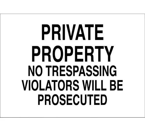 Zing Eco Security Sign, Private Property No Trespassing Violators..., 14"W x 10"H, Recycled Aluminum