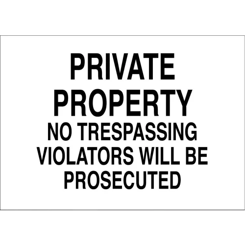Zing Eco Security Sign, Private Property No Trespassing Violators..., 14"W x 10"H, Recycled Aluminum