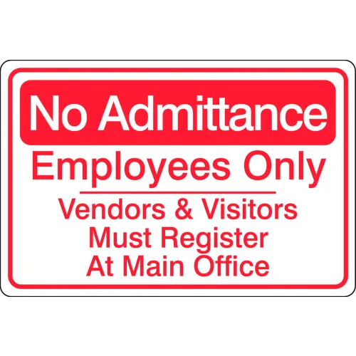 Zing Eco Security Sign, No Admittance Employees Only Vendors &..., 14"W x 10"H, Recycled Aluminum