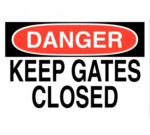 Zing Eco Security Sign, DANGER Keep Gates Closed, 14"W x 10"H, Recycled Aluminum