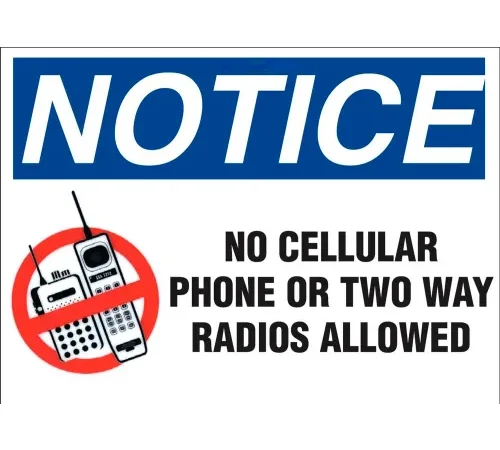 Zing Eco Security Sign, No Two-Way Radios Allowed, 14"W x 10"H, Recycled Aluminum