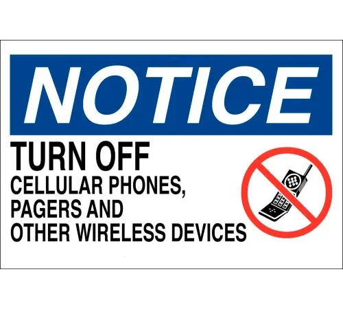 Zing Eco Security Sign, Turn off Cell Phones, 14"W x 10"H, Recycled Aluminum