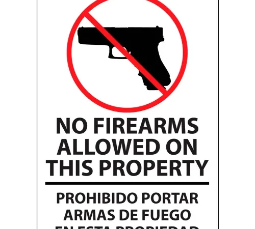 Zing Eco Security Window Decal, No Firearms Allowed, 5"W x 7"H, Recycled Polystyrene, Pack of 2