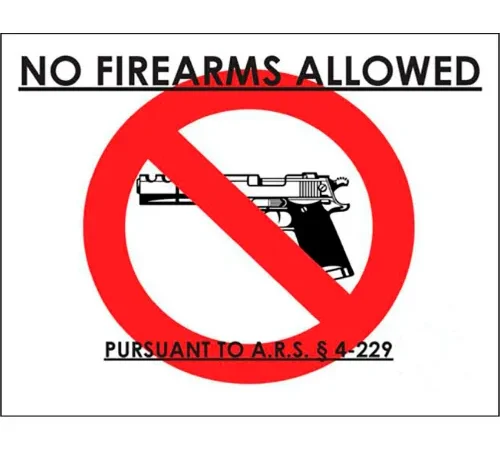 Zing Concealed Carry Sign, Arizona, 14"W x 10"H, Recycled Plastic