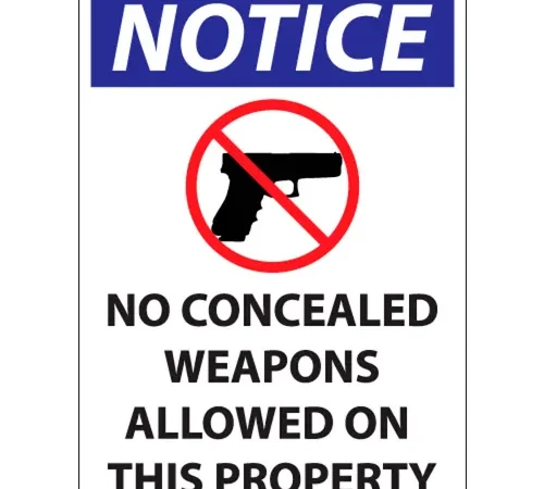 Zing Concealed Carry Sign, Missouri/Wisconsin Regulations, 10"W x 14"H, Recycled Polystyrene