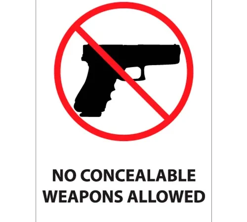 Zing Concealed Carry Sign, S Carolina Regulations, 10"W x 14"H, Recycled Aluminum