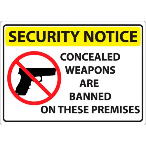 Zing Concealed Carry Sign, Security Notice Concealed Weapons..., 14"W x 10"H, Recycled Polystyrene
