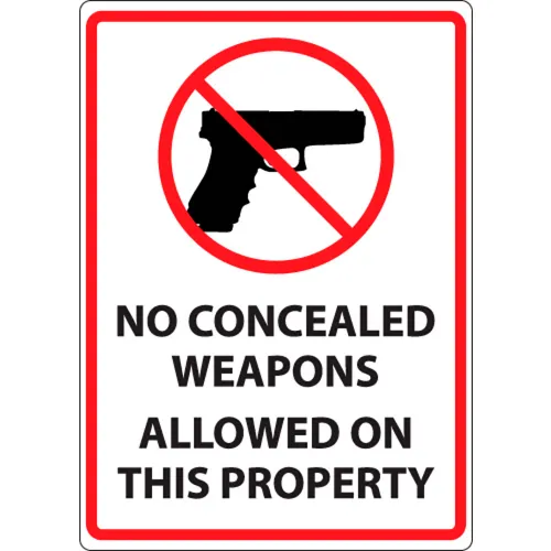 Zing Concealed Carry Sign, No Concealed Weapons Allowed, 10"W x 14"H, Recycled Aluminum