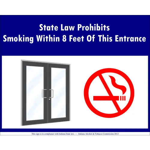 Zing No Smoking Sign, Indiana Regulations, 14"W x 10"H, Recycled Aluminum