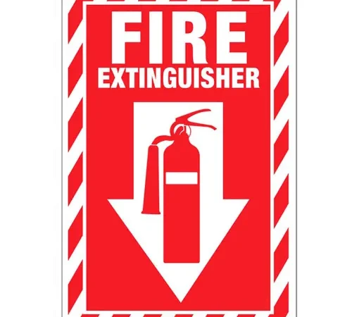 Zing Eco Safety Sign, Fire Extinguisher with Picto & Down Arrow, 10"W x 14"H, Recycled Plastic