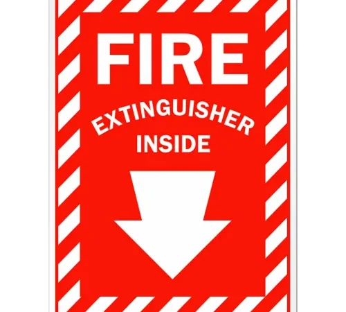 Zing Eco Safety Sign, Fire Extinguisher Inside with Arrow, 10"W x 14"H, Recycled Plastic