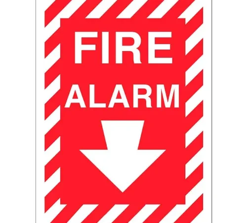 Zing Eco Safety Sign, Fire Alarm with Arrow, 10"W x 14"H, Recycled Plastic