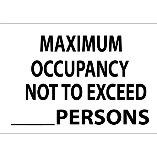 Zing Eco Safety Sign, Maximum Occupancy Not To Exceed-Persons, Aluminum, 14"W x 10"H, Black On White