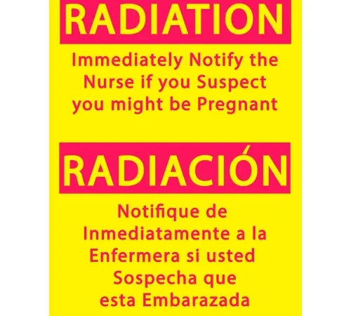 Zing Eco Safety Sign, Radiation Notify Nurse, 10"W x 14"H, Recycled Polystyrene Self Adhesive