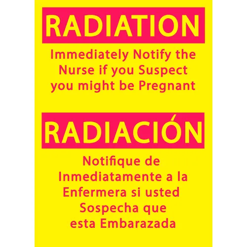 Zing Eco Safety Sign, Radiation Notify Nurse, 10"W x 14"H, Recycled Polystyrene Self Adhesive