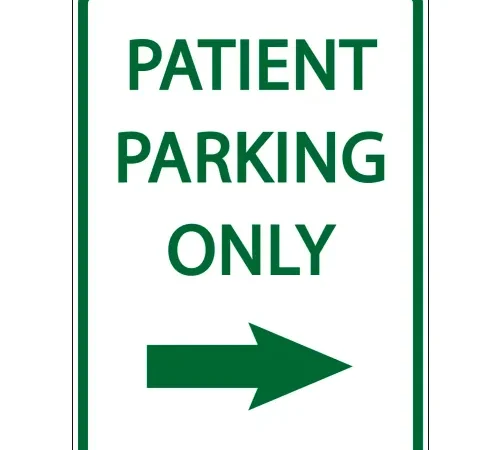 Zing? Eco Parking Sign, Patient Parking Only with Right Arrow, 18"H x 12"W, EGP, 1/16" Thick