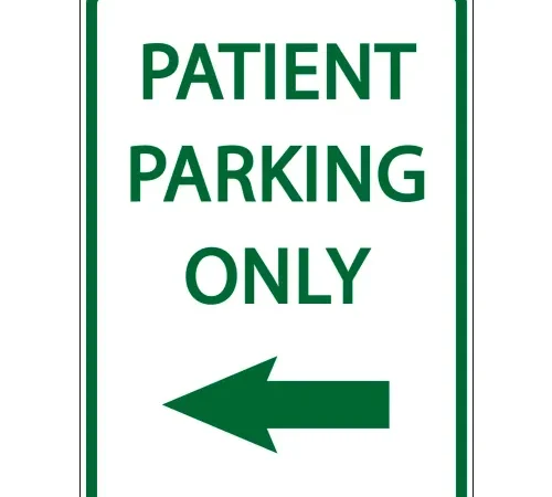 Zing? Eco Parking Sign, Patient Parking Only with Left Arrow, 18"H x 12"W, EGP, 1/16" Thick