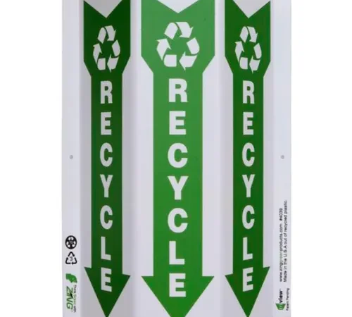 Zing Green at Work Tri-View Sign, Recycle with Recycle Symbol, 9"W x 12"H, Black/Green/White