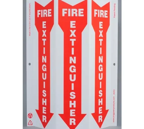 Zing Eco Safety Tri View Sign, Fire Extinguisher, 9"W x 12"H, Recycled Plastic