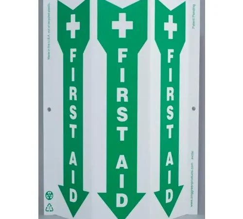 Zing Eco Safety Tri View Sign, First Aid, 9"W x 12"H, Recycled Plastic