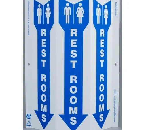 Zing Eco Public Facility Tri View Sign, Rest Rooms, 9"W x 12"H, White/Blue
