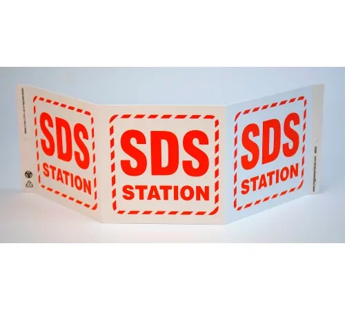 Zing Eco GHS TriView Sign, SDS Station, 20"W x 7-1/2"H, Recycled Plastic
