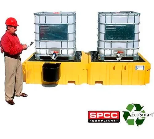 UltraTech Ultra-Twin IBC Spill Pallet? 1142 - No Drain with 1 Left Side Bucket Shelf