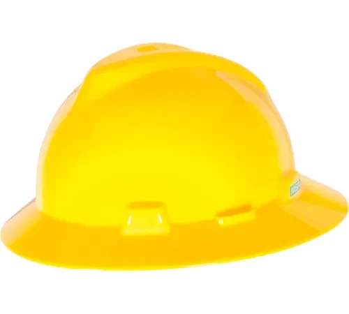 Yellow construction hard hat on white background