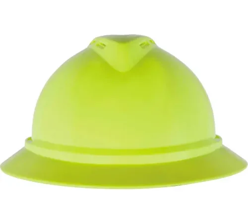 Fluorescent yellow safety hard hat