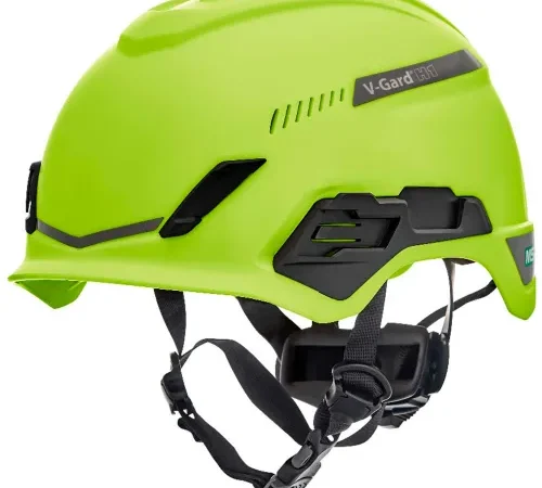 High visibility lime green safety helmet
