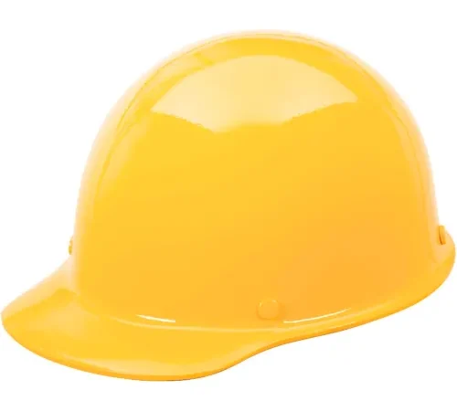 Yellow construction hard hat on white background