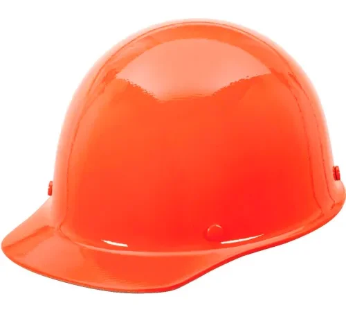 Orange construction hard hat on white background
