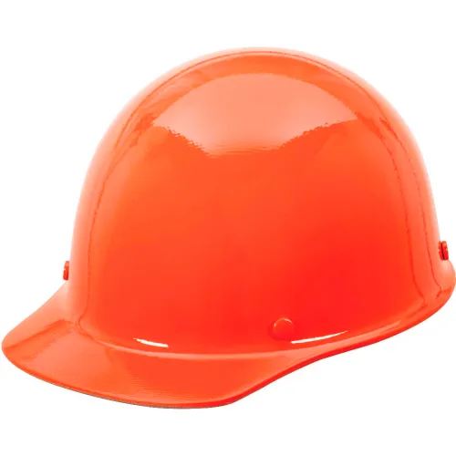 Orange construction hard hat on white background