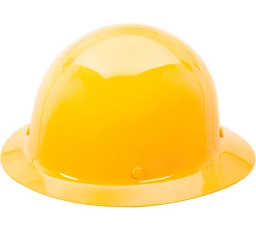 Yellow construction hard hat on white background