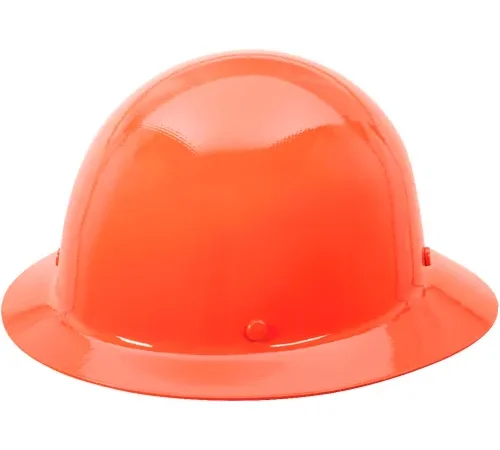 Bright orange construction hard hat