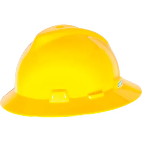 Yellow construction hard hat on white background