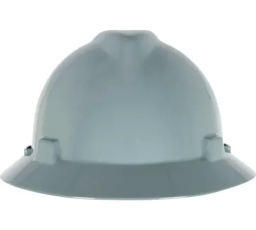 White construction hard hat with brim