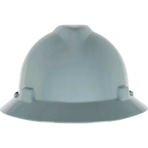 White construction hard hat with brim