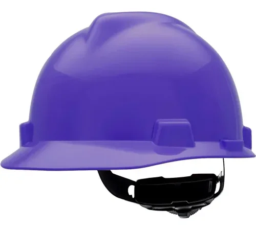 Purple safety hard hat with black suspension