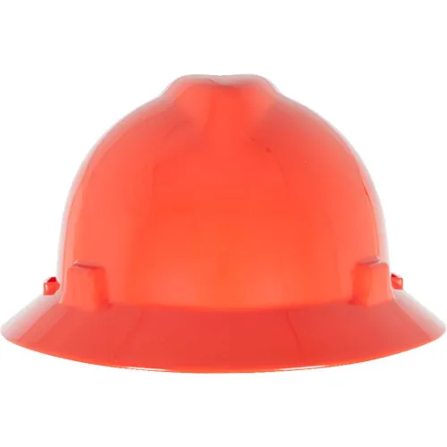 Orange construction hard hat on white background