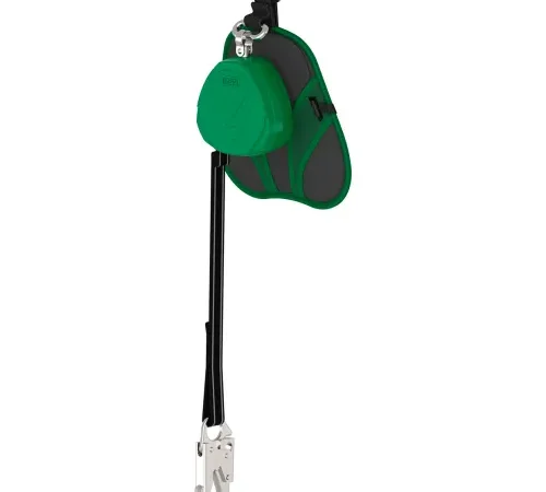 Green retractable safety lanyard with metal hook