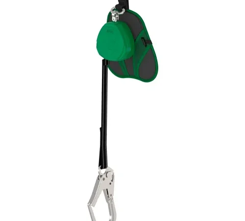 Green retractable safety lanyard with carabiner