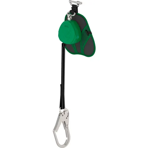 Green retractable safety lanyard with carabiner