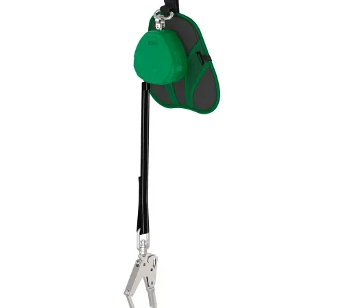 Green retractable safety lanyard with hook
