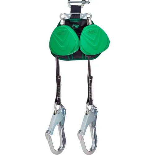Double safety lanyard with green energy absorbers