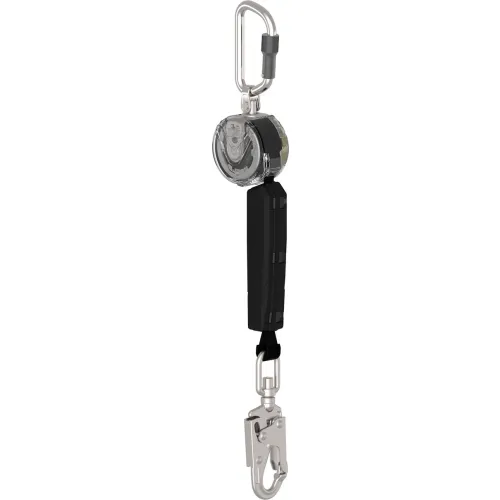 Retractable tool lanyard with carabiner and snap hook