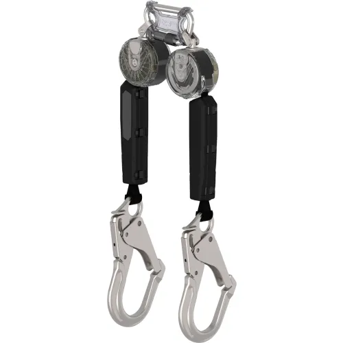Double retractable safety lanyard with hooks