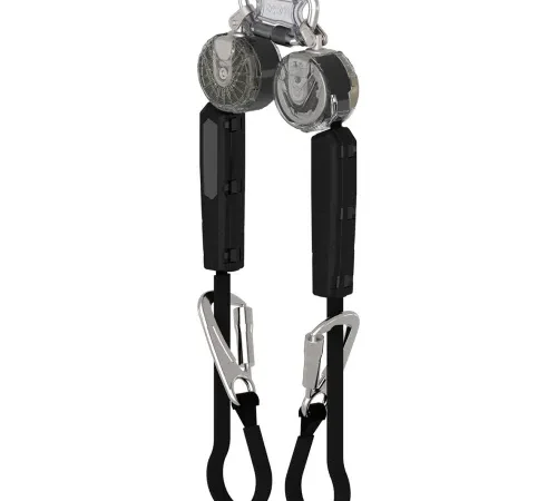Pair of retractable tool lanyards with carabiners