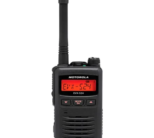 Motorola EVX-S24-UB Two-Way Radio, 2 Watt Analog, 3 Watt Digital, 256 Channel, UHF 403-470 MHz Black